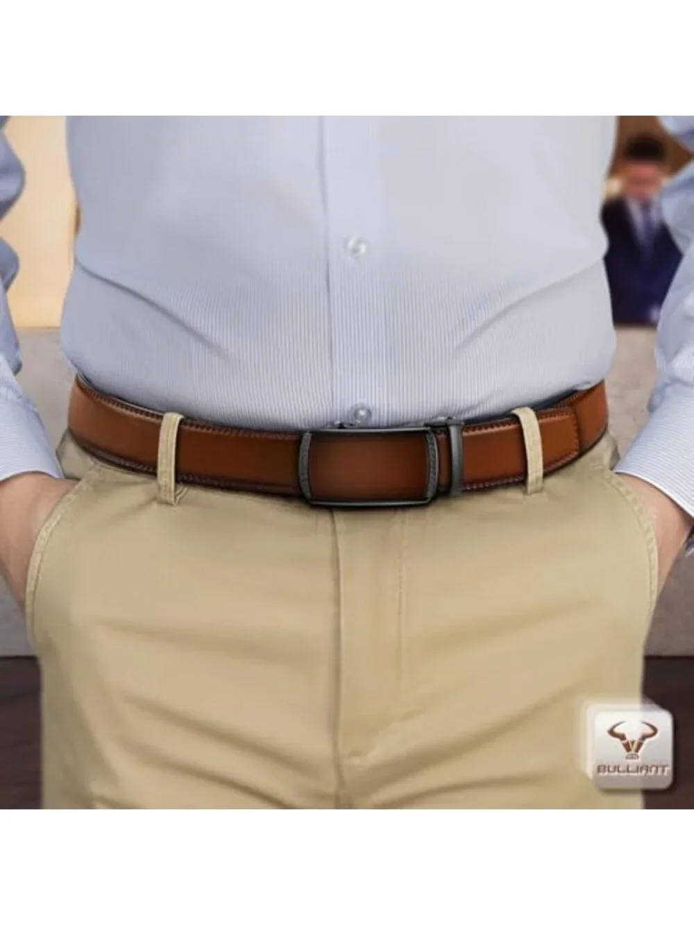 Men's Trimmable Leather Ratchet Belt - Adjustable, Stylish, Gift-Ready Accessory